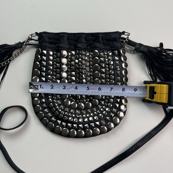 Studded Tassel Crossbody Bag Faux Leather Boho Indie Western Grunge Festival - Picture 7 of 11